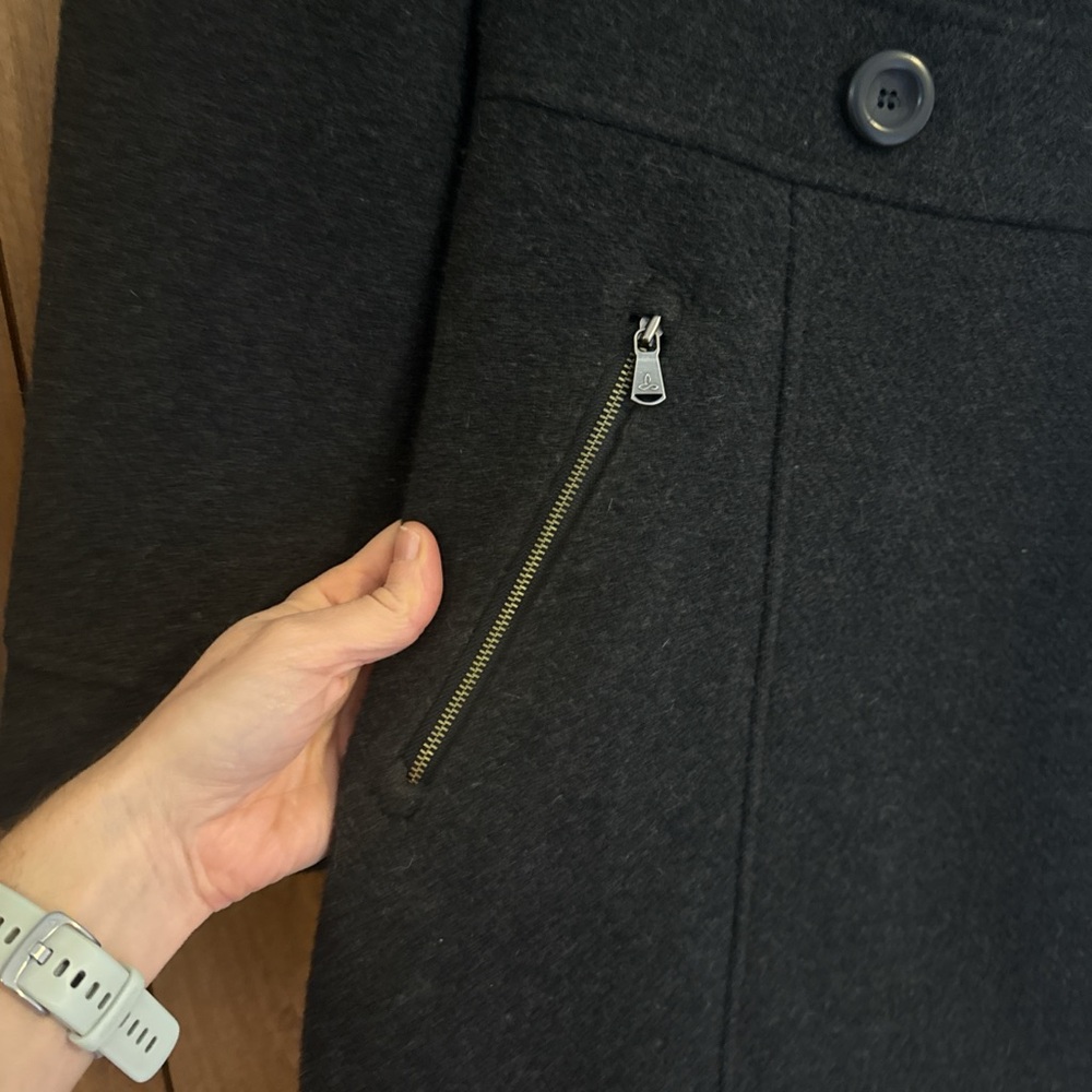 Prana Women's Black Double-Breasted Wool Pea Coat size xs - Picture 5 of 8